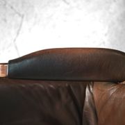 Danish patinated leather adjustable easy chair and ottoman by Berg Furniture, 1970s