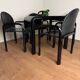 Knoll Orsay set – table & 4 chairs – black lacquered steel & faux leather