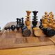 Vintage Solid Wood Folding Chess Set, Regency Bistro Style, Carved Turned Wood Pieces