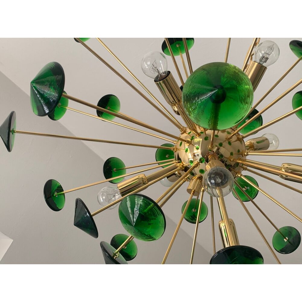 Suspension ovale en verre de murano vert « coni » spoutnik