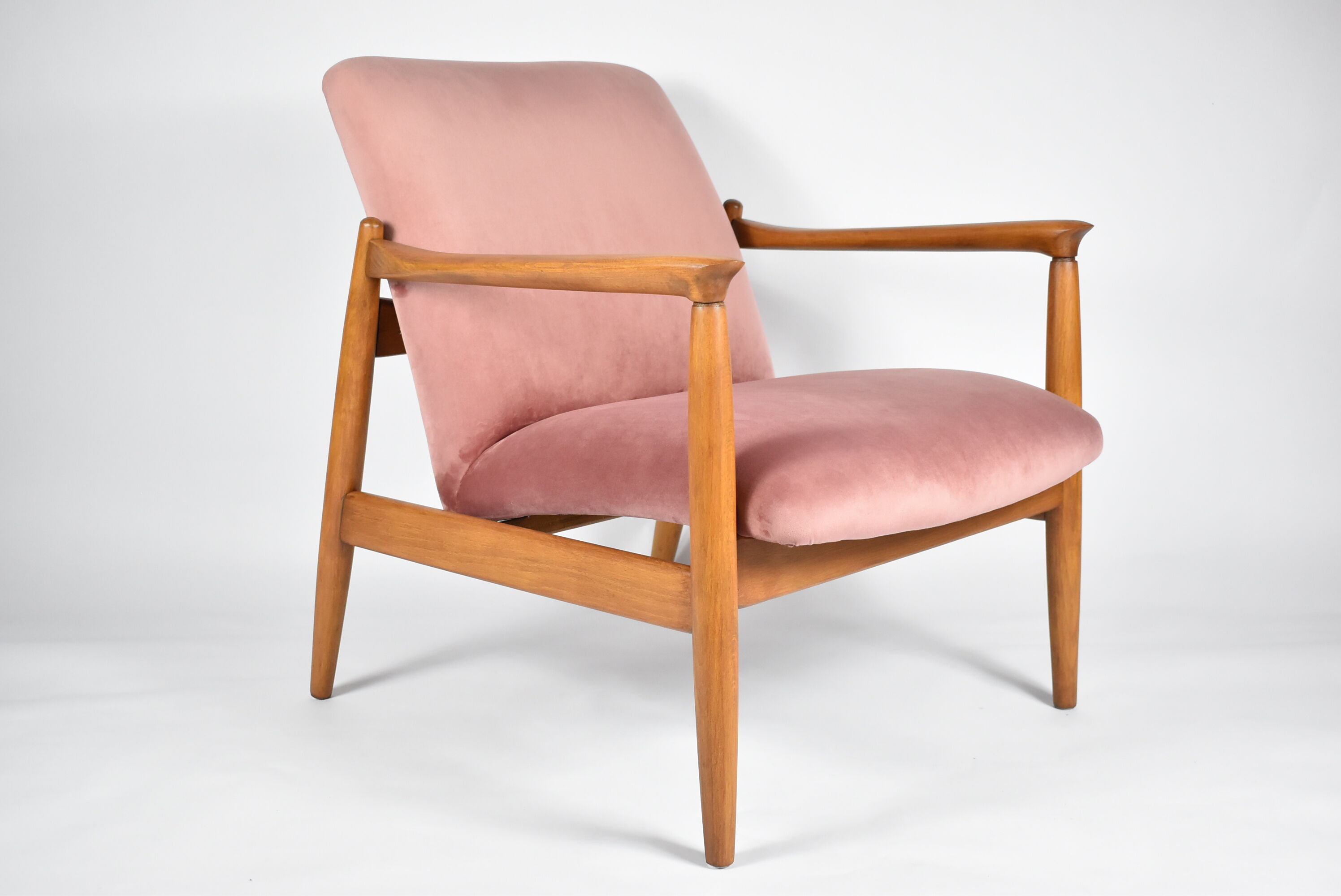 Original GFM-64 model, designer E.Homa, 1960s, upholstered, pink velvet