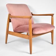 Fauteuil GFM-64 original, designer E.Homa, années 1960, rembourré, velours rose
