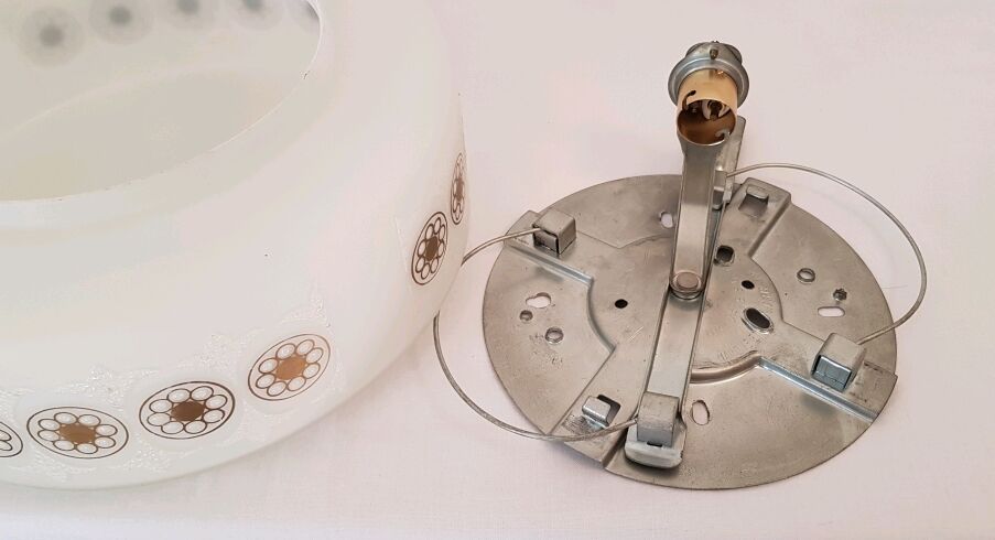 Ceiling light in opaline and granita setting 60s