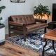 Scandinavian 2-seater sofa, original brown leather, 70s