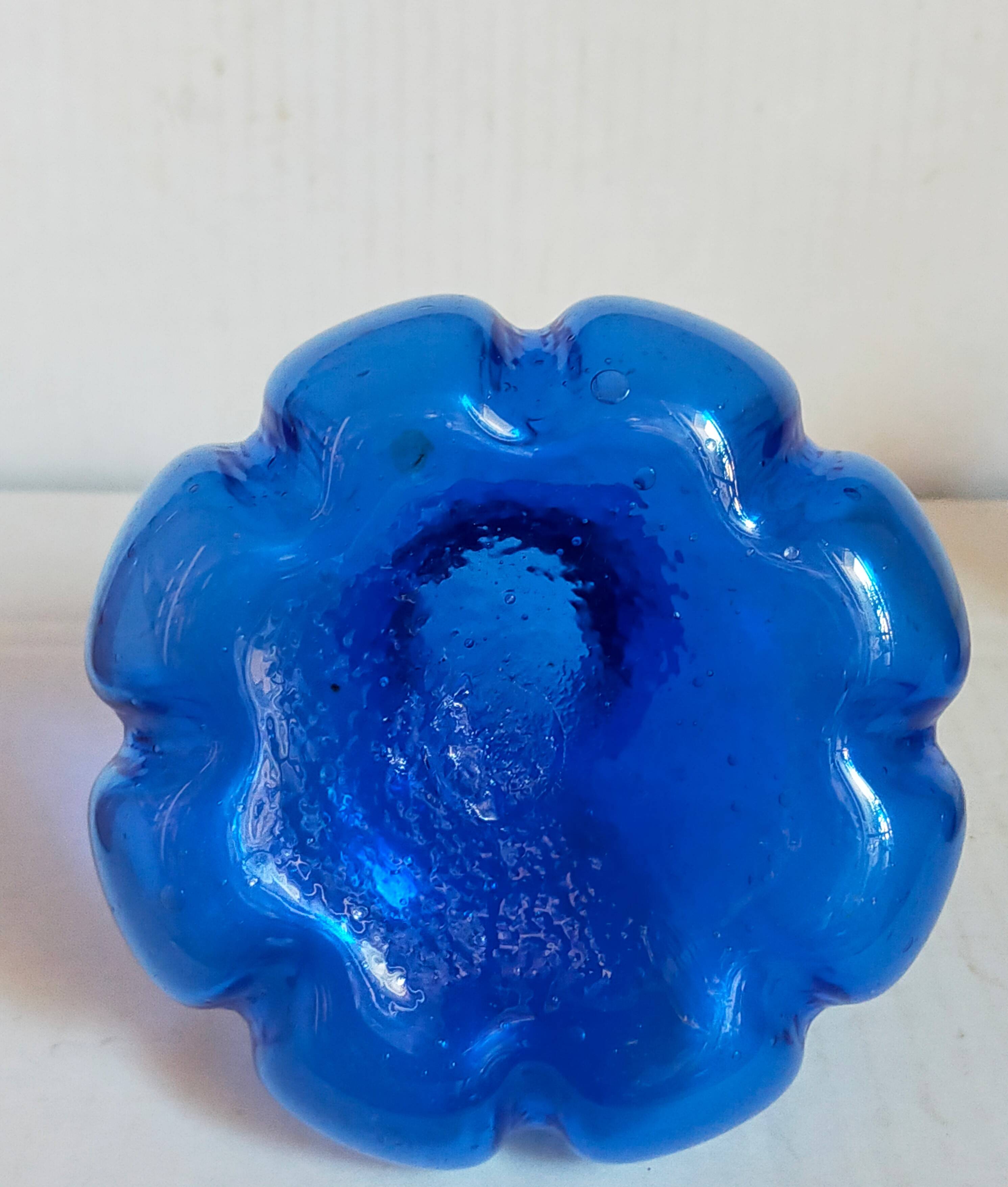 Trio of vintage blown glass soliflore vases