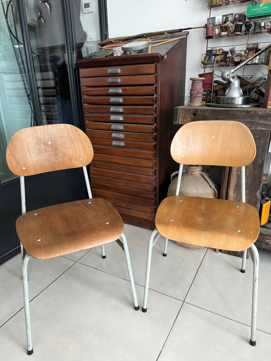 Old vintage adult school chair