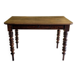 Large walnut desk with turned legs