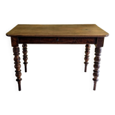 Large walnut desk with turned legs
