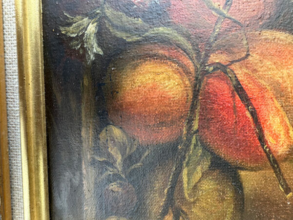 Huile sur panneau nature morte