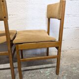Pair of vintage velvet and wood chairs