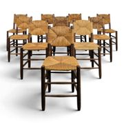 Set of 10 Bauche model chairs by Charlotte Perriand, circa 1960.