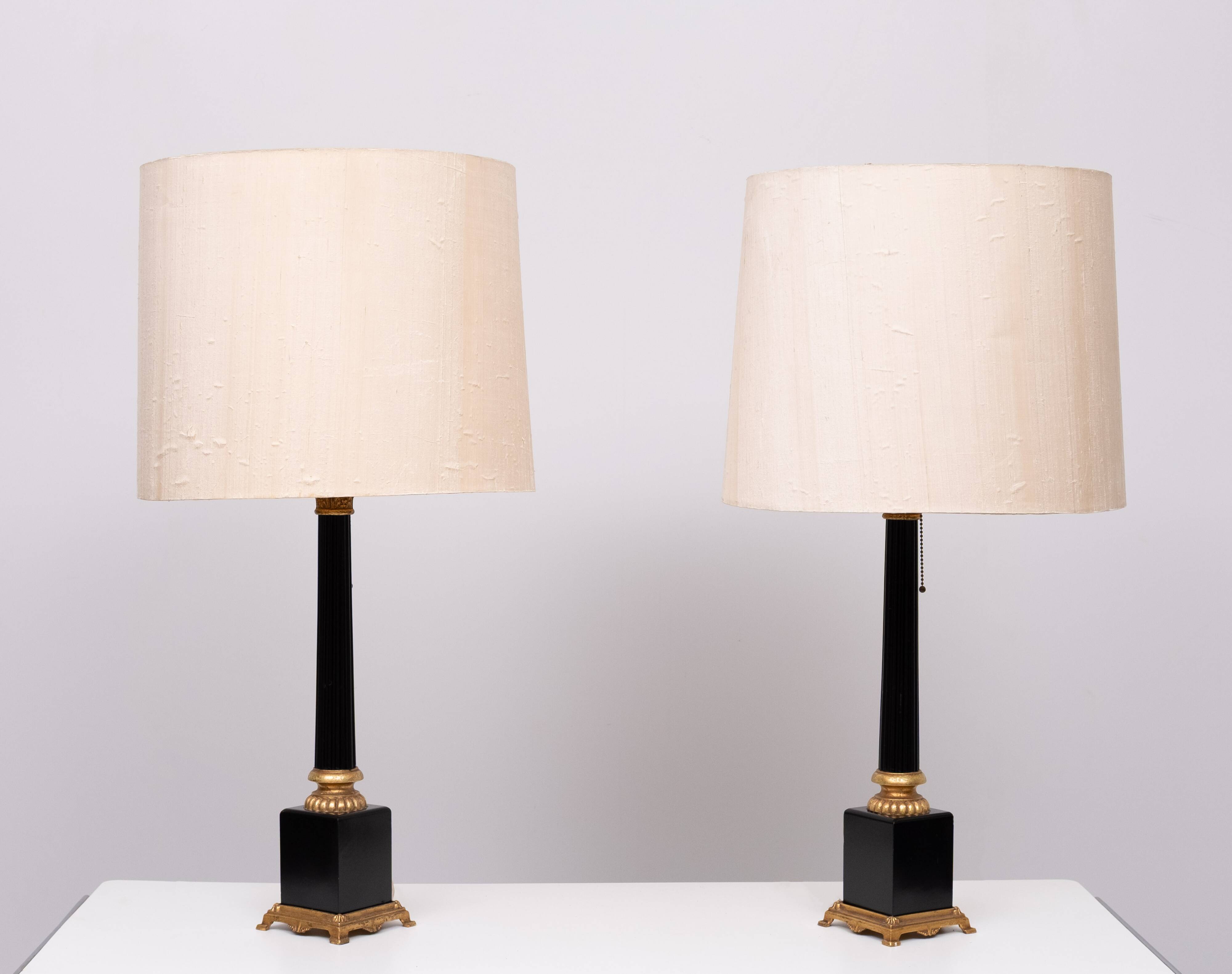 pair Large Colum Table lamps by Loevsky & Loevsky USA 1970s