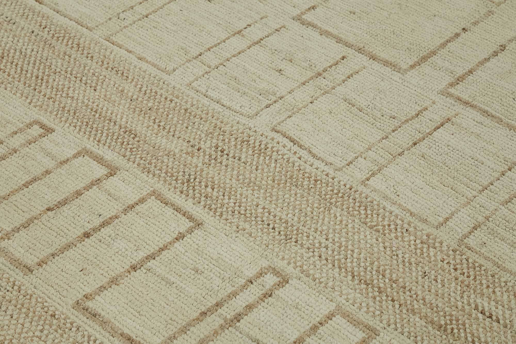Hand-Knotted Turkish Contemporary 277 cm x 373 cm Beige Wool Carpet