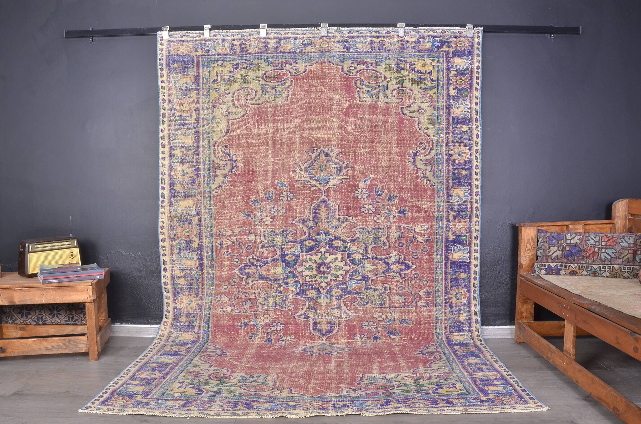 Tapis vintage en laine Oushak sku2303