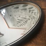 Beveled wooden hand mirror 12x30cm