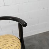 Pair of Baumann Dialog model stools in black and yellow and blue imitation leather, 1990