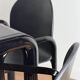 Knoll Orsay set – table & 4 chairs – black lacquered steel & faux leather
