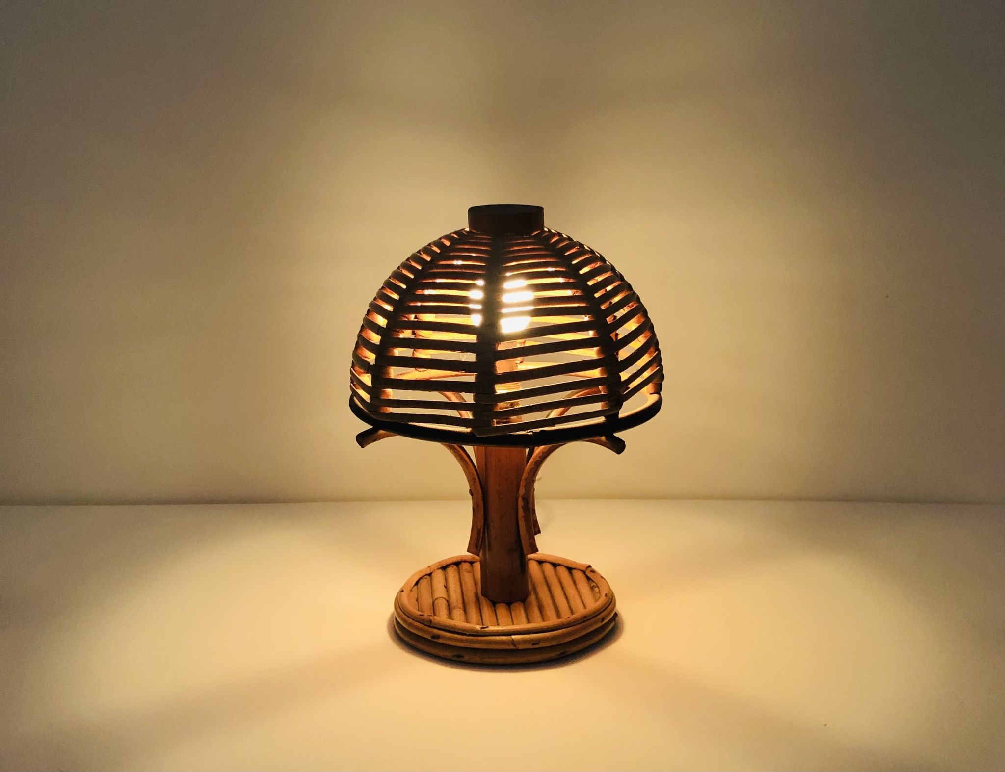 Rattan table lamp, Italy 60s