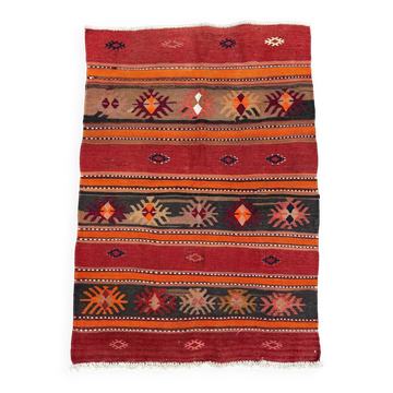 Medium vintage Turkish kilim rug 125x88 cm wool kelim 2516