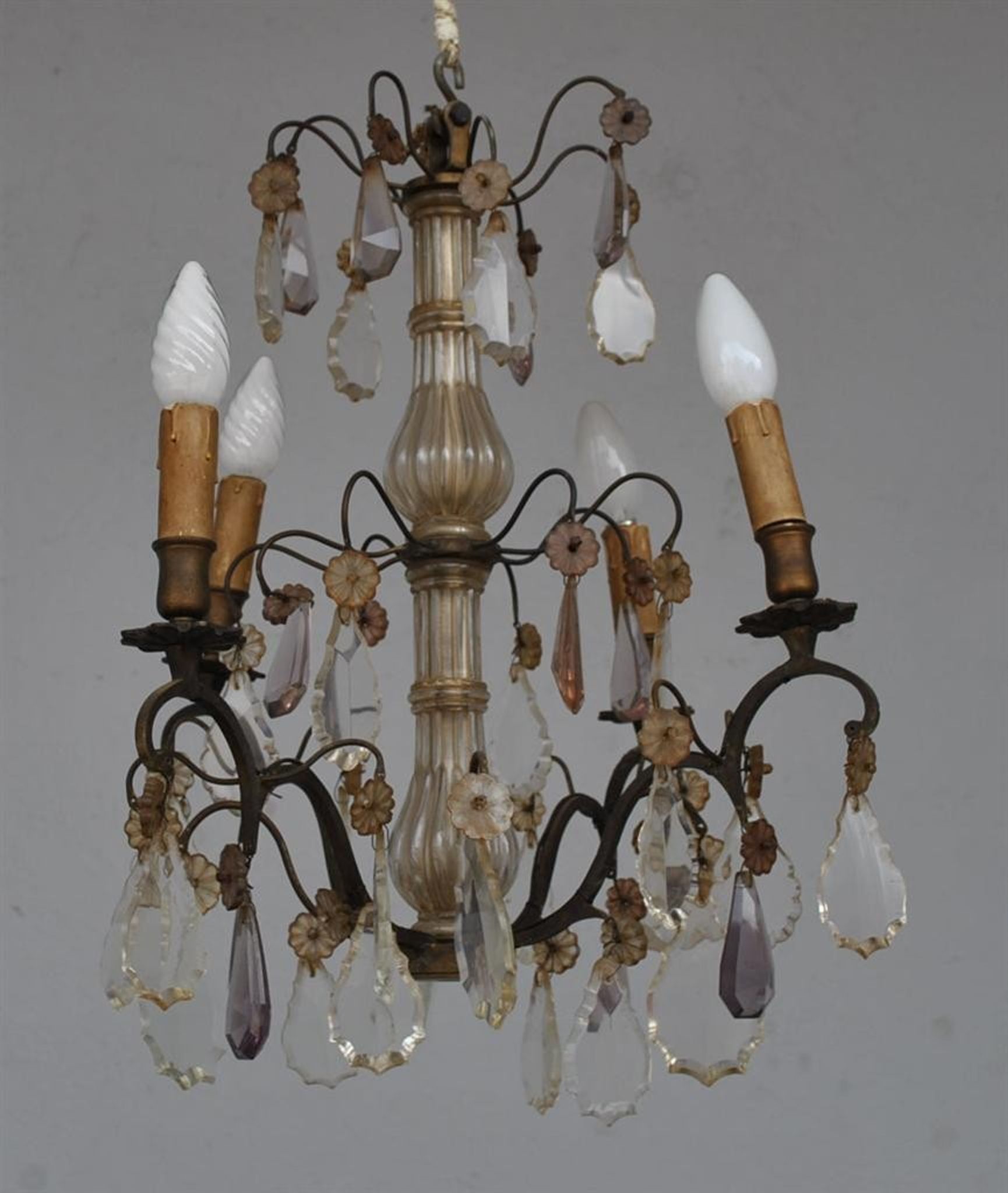 Lustre pampilles époque début XXème 6 feux