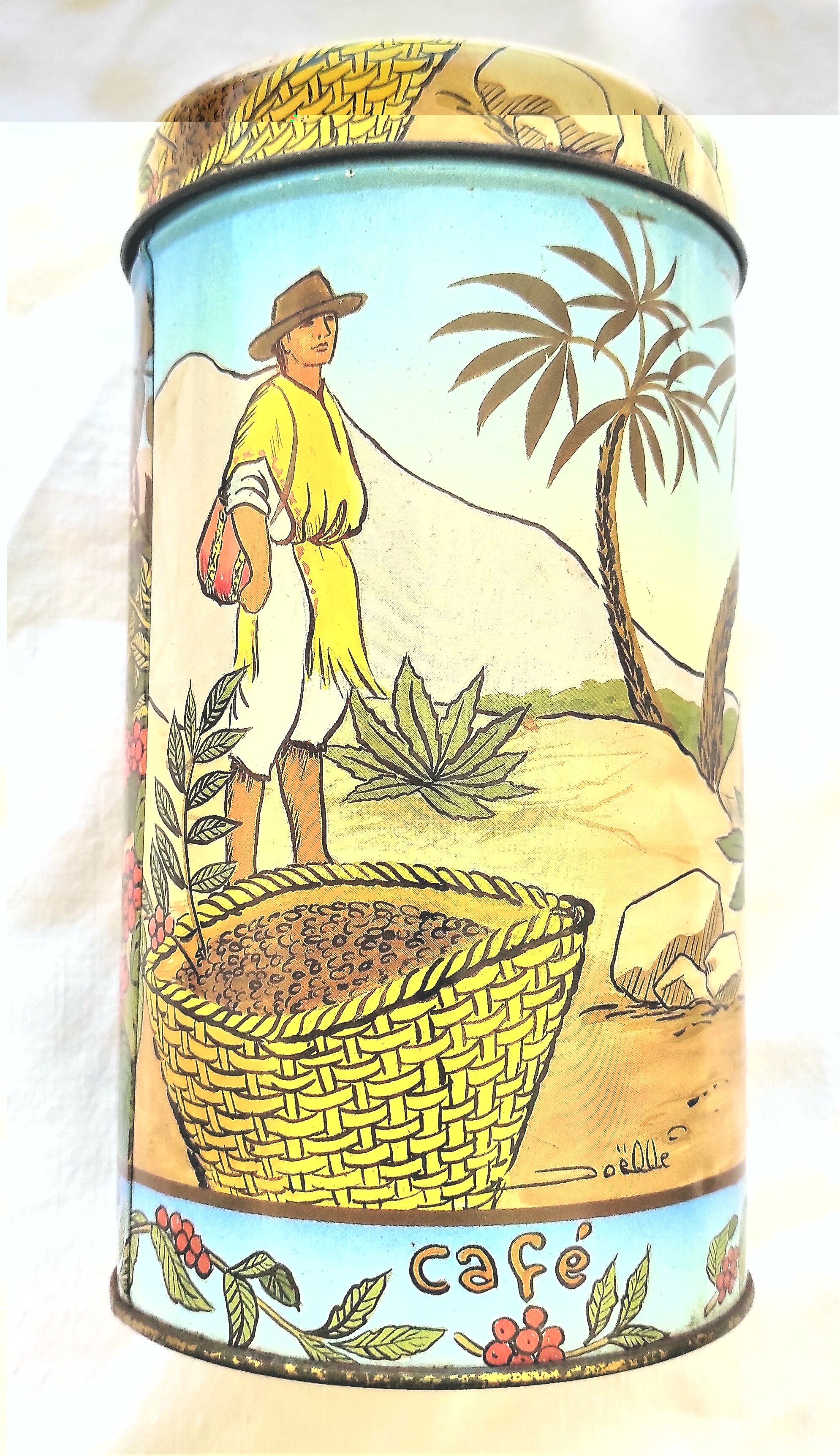 vintage coffee box signed Joelle