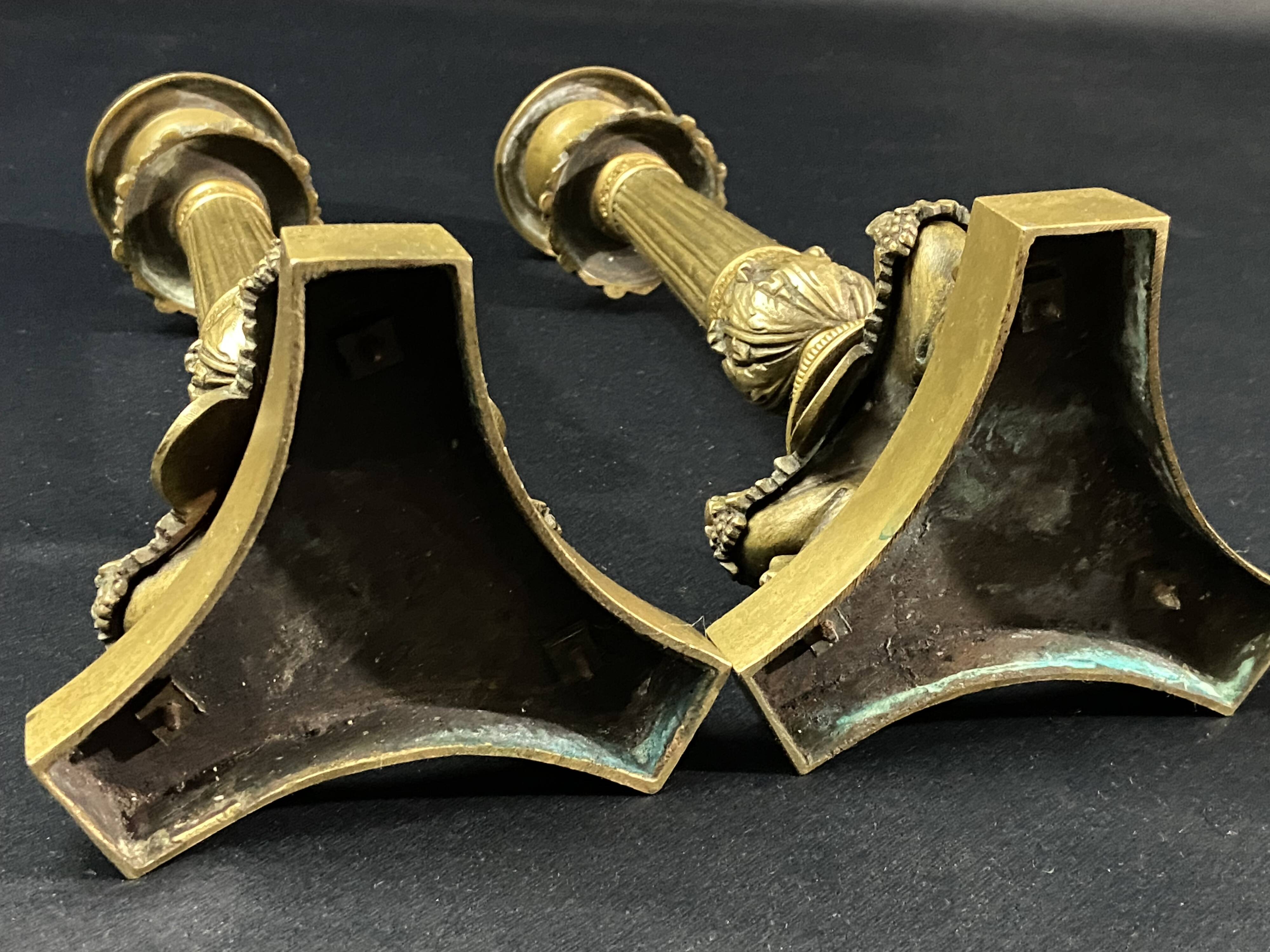 Pair of gilt and chiseled bronze candlesticks from the Restoration period