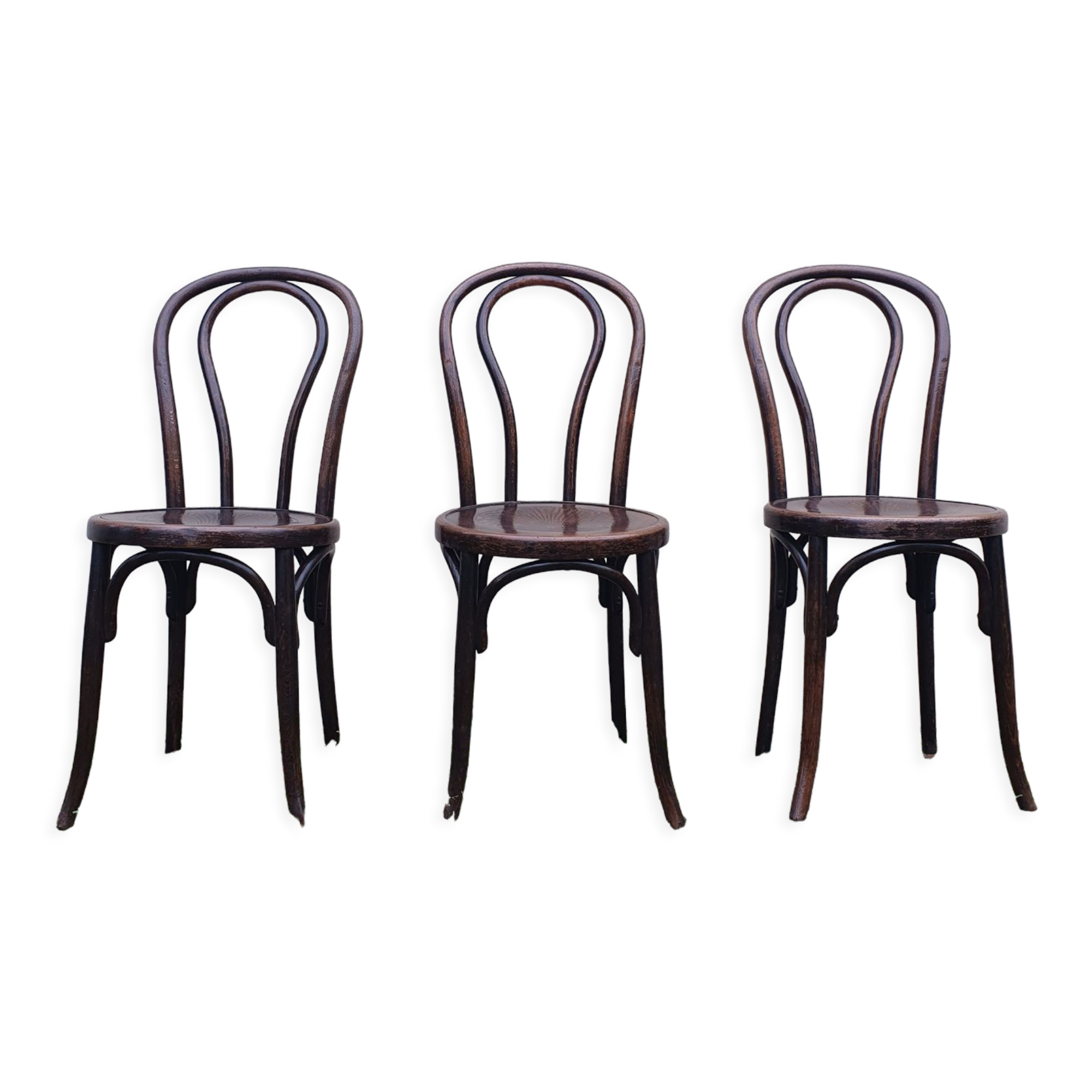 3 chaises de bistrot Fischel bois courbé
