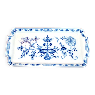 Plateau plat à cake en porcelaine de meissen décor oignon bulbe bleu