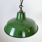 Industrial Green Enamel Factory Pendant Lamp from Revo, 1950s