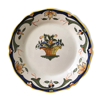 19th century plate in hand-painted earthenware