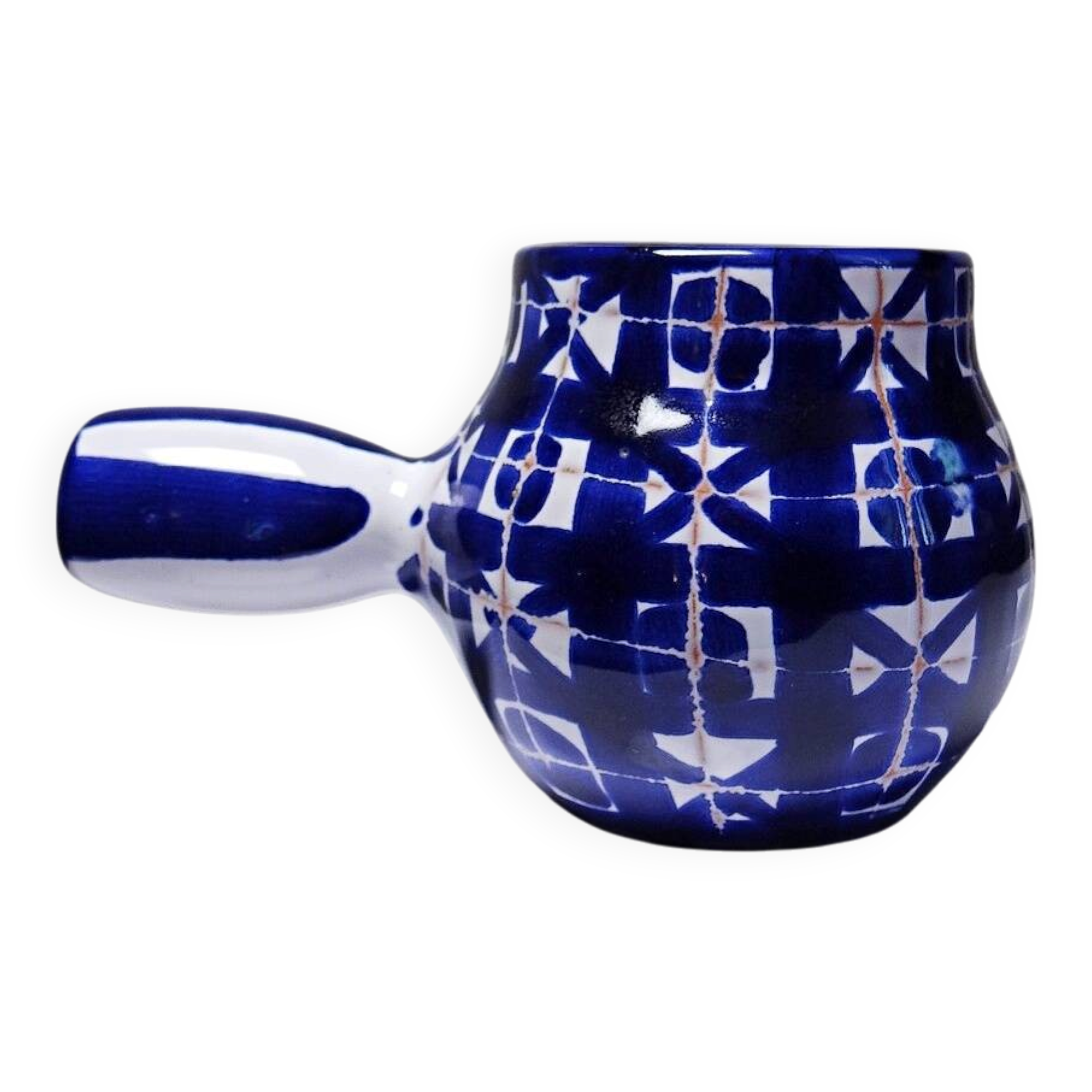 Small ceramic pan Robert Picault Vallauris signed RP cobalt blue 1960-70
