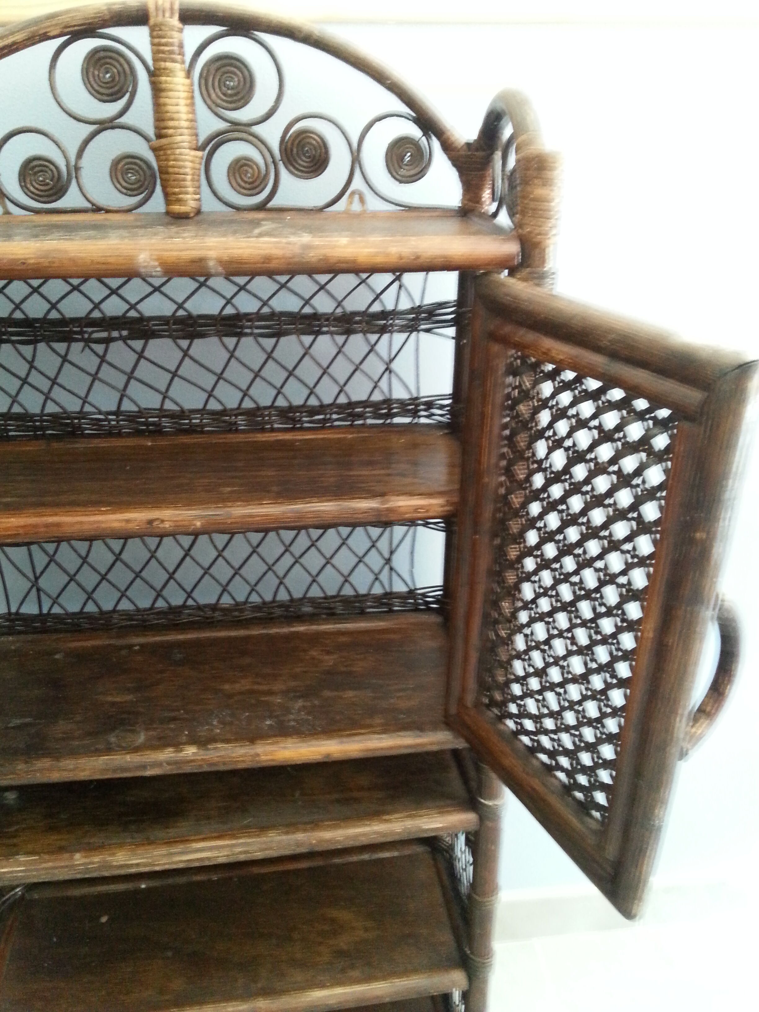 Set 2 shelves rattan bamboo vintage