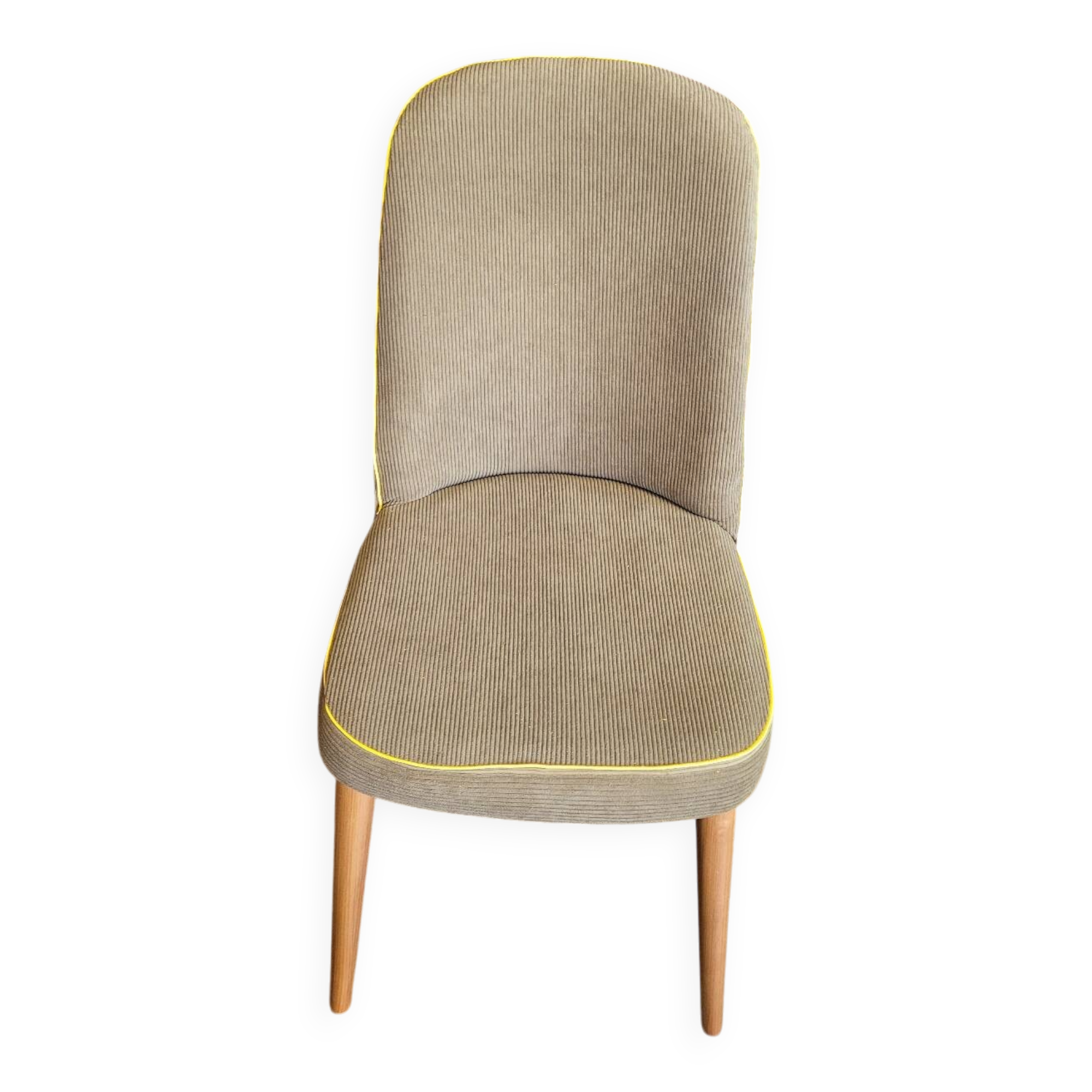 Chaise scandinave en velours côtelé kaki