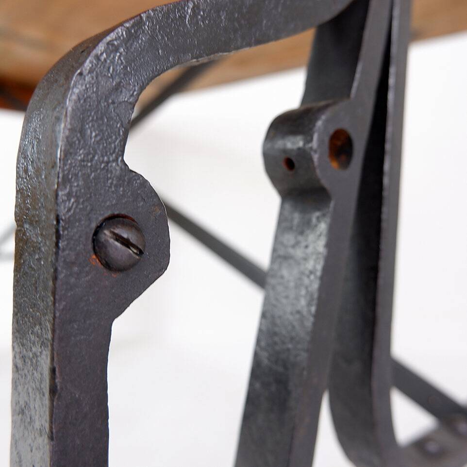 Industrial Bistro Table in Wood and Wrought Iron -