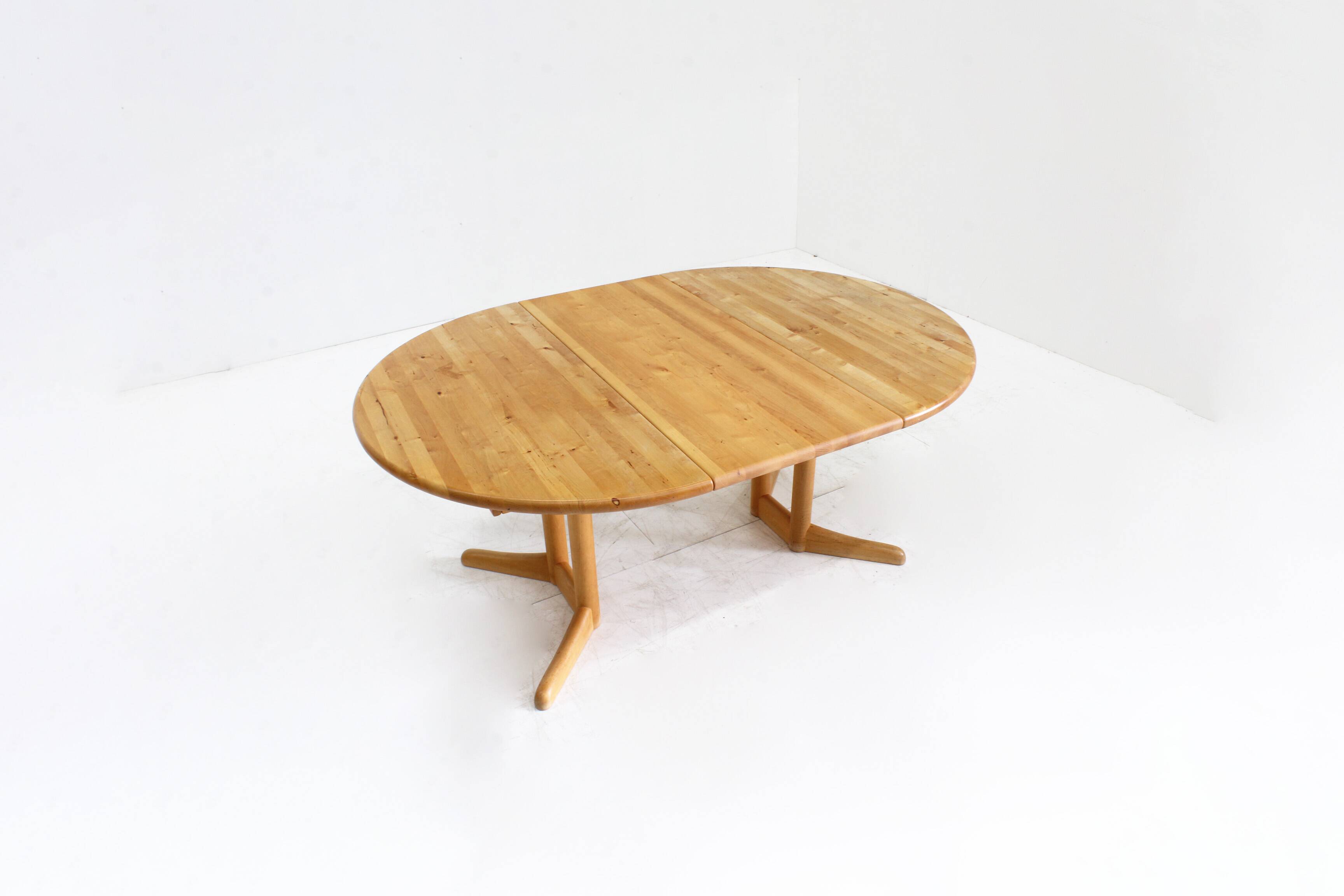 Table à manger vintage ronde extensible danoise Vamdrup Stolefabrik 1960