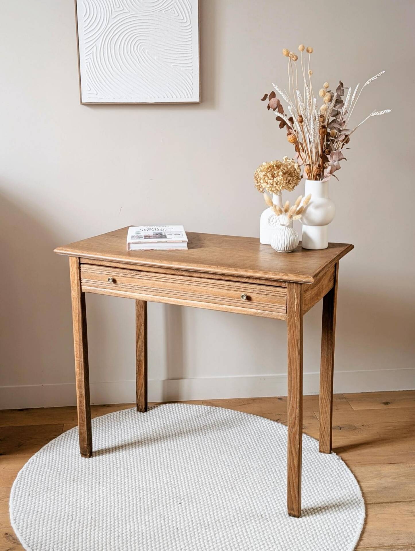 Table bureau console chêne massif 