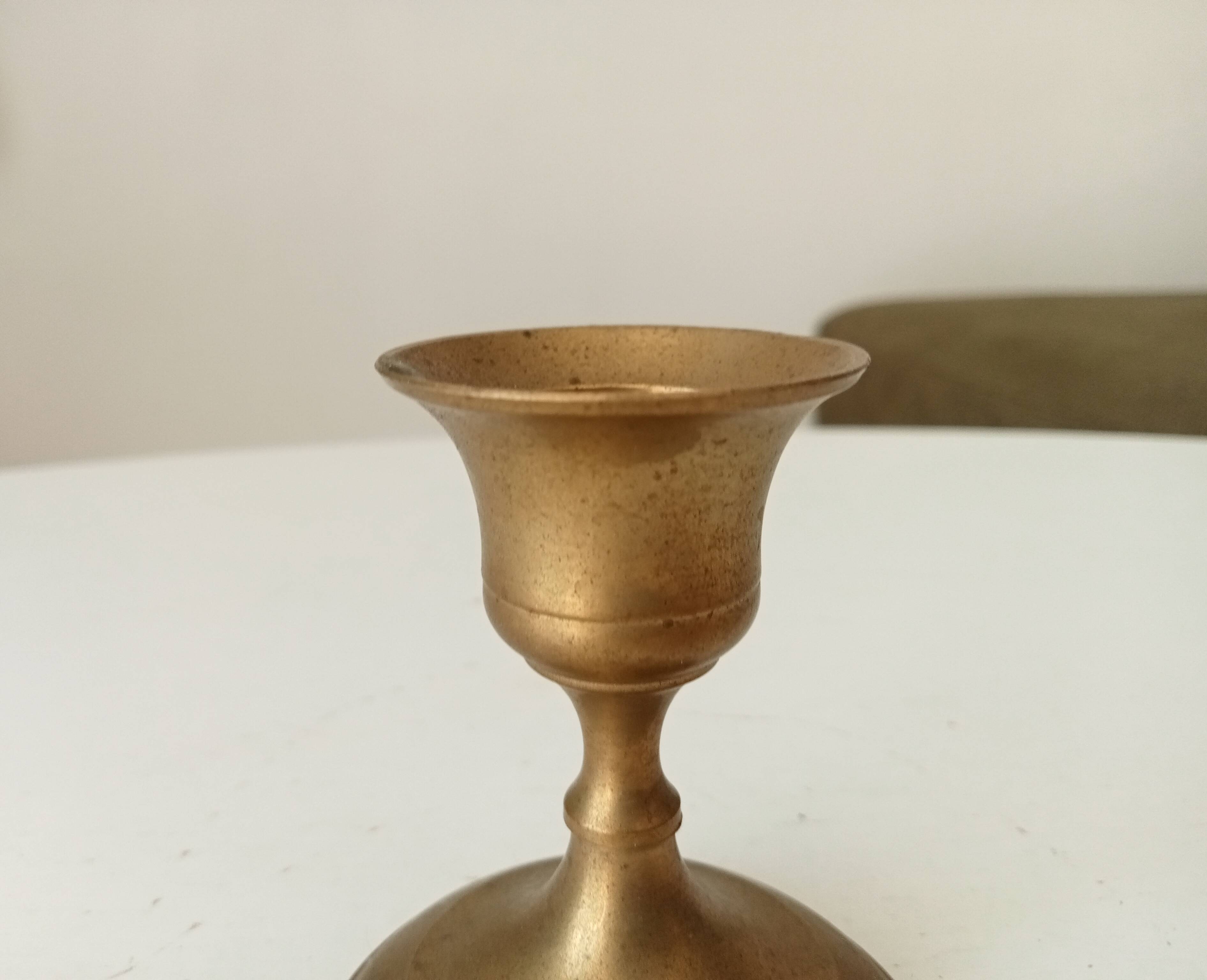 Vintage gold brass candle holder