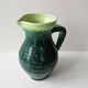 Green glazed ceramic pitcher Signed ACCOLAY