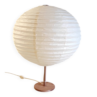 Lampe à poser en bois et papier style Washi, Japon années 80