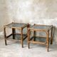 Pair of bedside tables or side tables in vintage 1980s rattan.