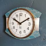 Vintage clock silent rectangular wall clock Japy blue silver