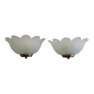 Pair of wall sconces tulip frosted glass.
