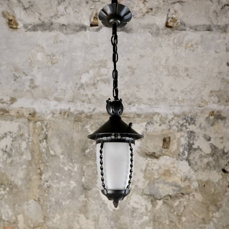 Wrought iron lantern, France, 1950s