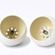 Two white metal globe pendant lights, 1970s.