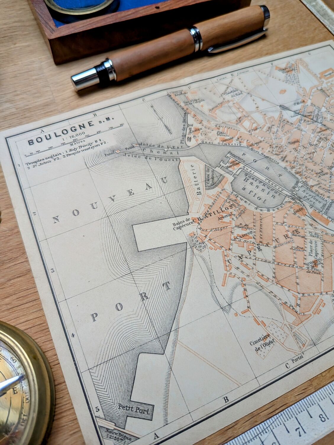 Printed in 1902, Map of Boulogne-sur-Mer, Pas-de-Calais.