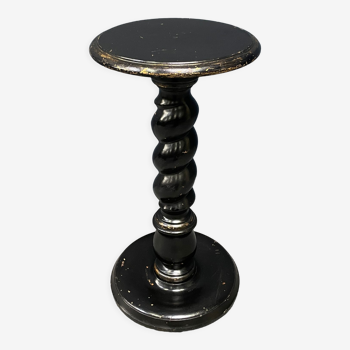 Black wooden side table with turned stand