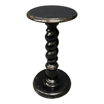 Black wooden side table with turned stand