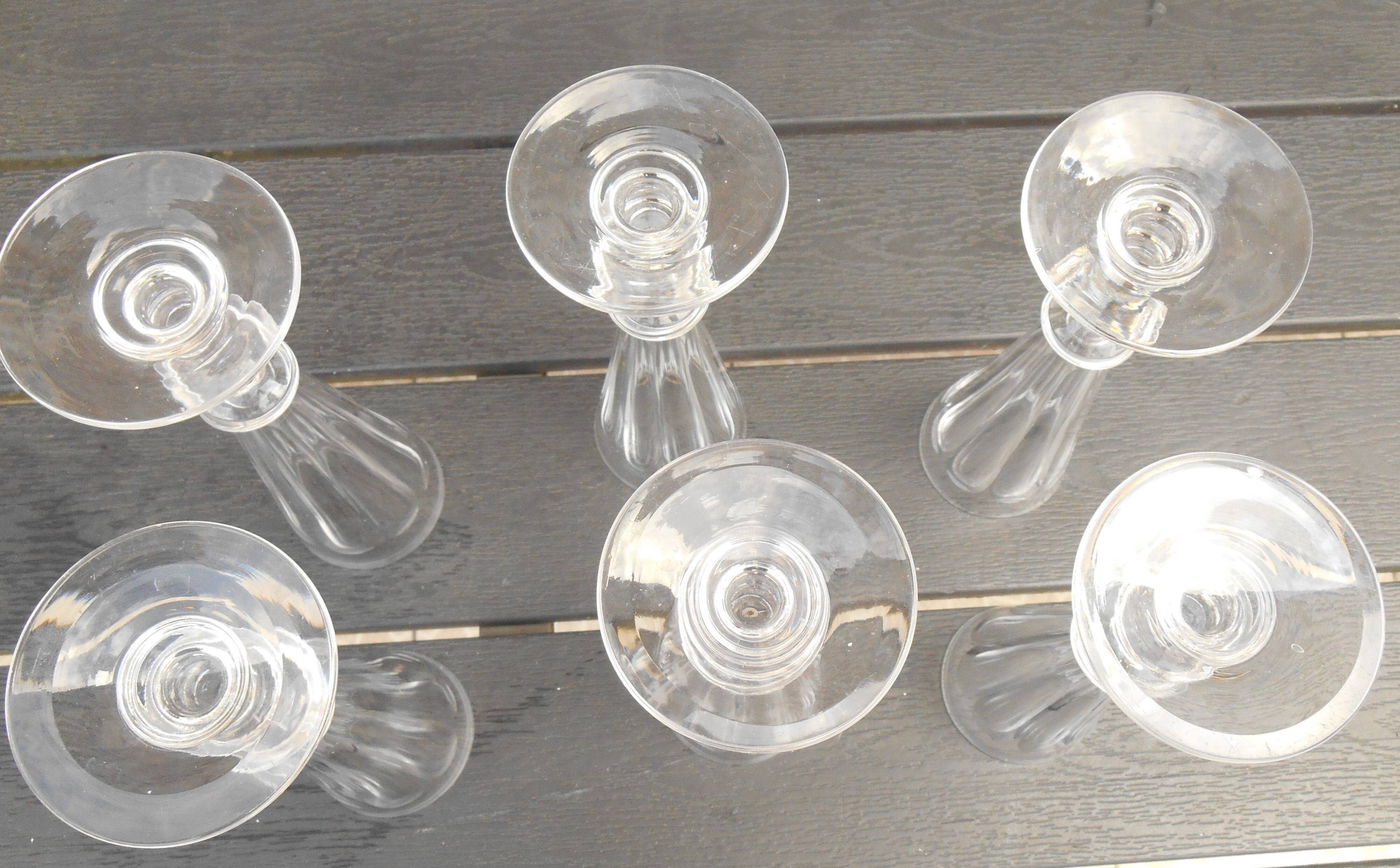 6 Baccarat crystal champagne flutes / Saint Louis / 8 facets