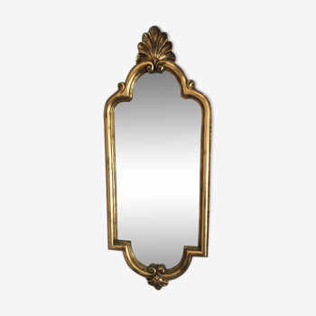 Miroir coquille en bois doré 25x63cm