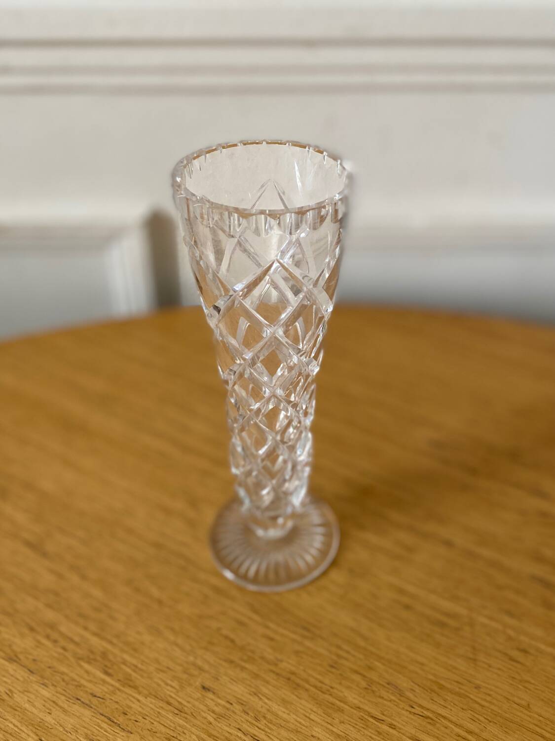 Small vintage crystal soliflore vase